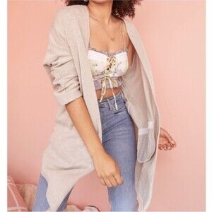 Anthropologie | Donni Slouchy Duster Cardigan Ribbed Grey Oversized Pockets